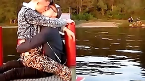 Two hot gays kisses in perpetuity other  with disposition open-air