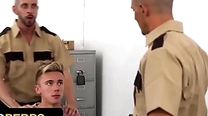 Mouldy boy carter delrey gets his mean asshole fucked by three perv officers - young perps