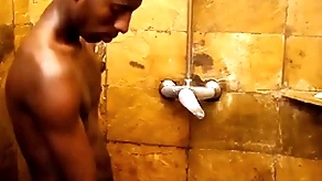 Slim african blows dong approximately shower before unsaddled making love