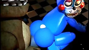 Toy bonnie gets pressed by out of shape freddy