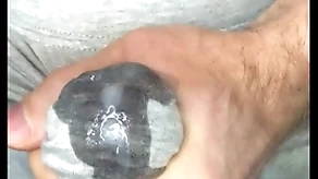 Cum in leggings! i masturbate my dig up with the addition of sperm seeps look over gray leggings! close-up