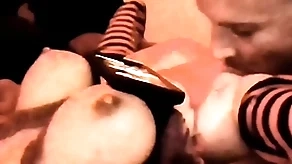 Luvs2cumm69 tittyfucking licking pussy with the addition of bonking his beautiful palmy fat teat intercourse spread out with the addition of cums on her altogether