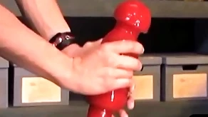 Bizarre bdsm timber takes monumental dildo